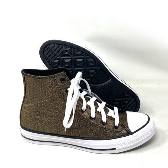 Converse Chuck Taylor Shoes Black Gold Canvas Kid Women Casual Sneakers A05388F - Picture 7 of 9